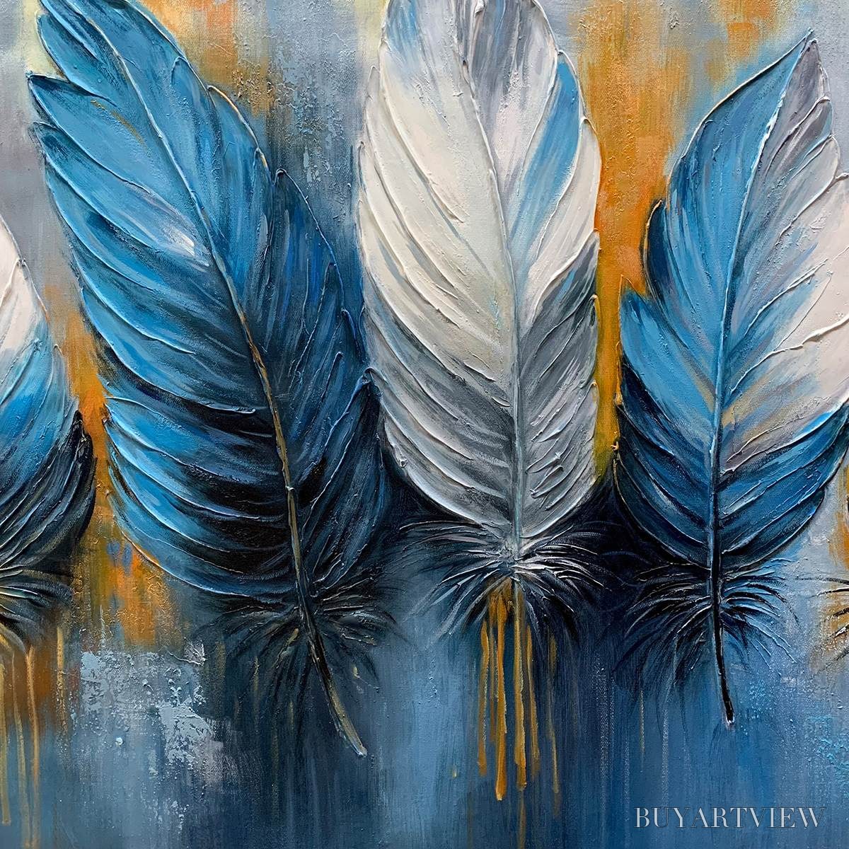 ARTOVITAS Ethereal Feathers – Textured Still Life Oil Painting - image 3