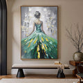 ARTOVITAS Ready to Ship | Emerald Grace – Elegant Green Dress Art - image 1