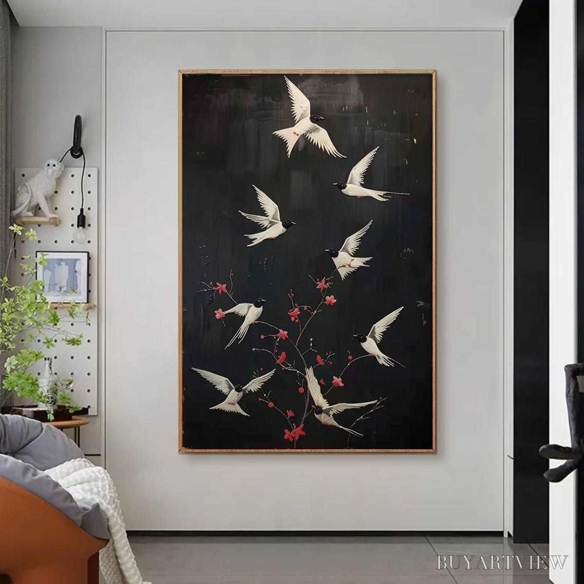 ARTOVITAS Dancing in the Dark – Beaded Birds and Blossoms Artwork - image 2