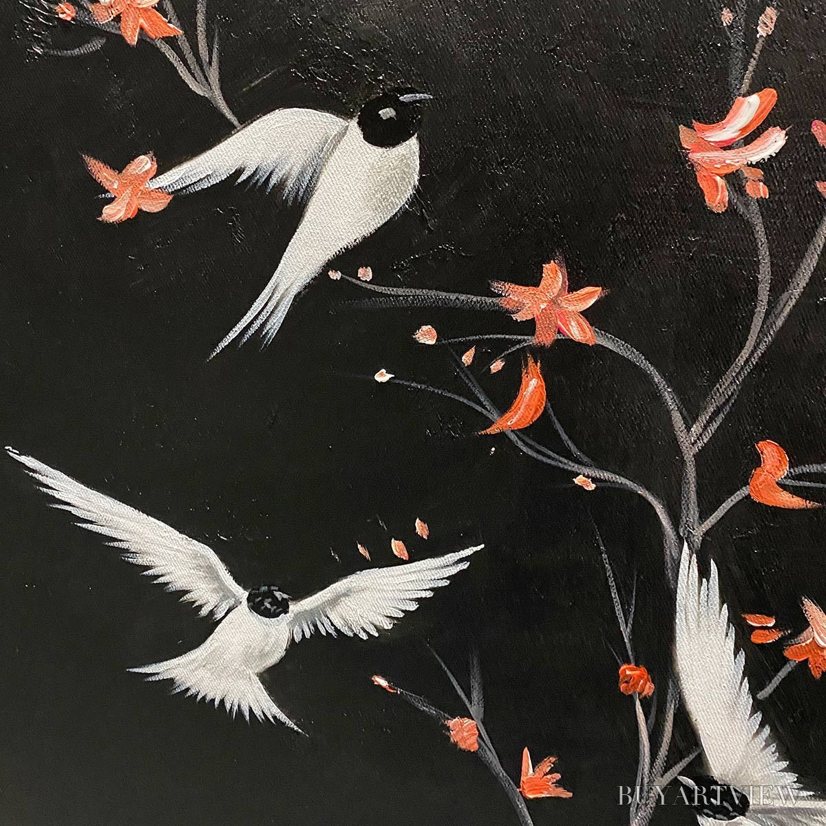 ARTOVITAS Dancing in the Dark – Beaded Birds and Blossoms Artwork - image 3