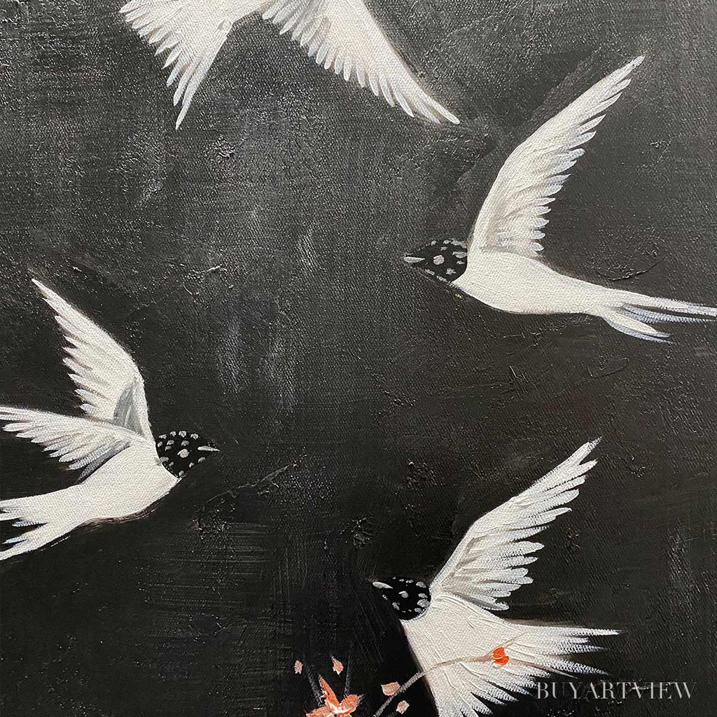 ARTOVITAS Dancing in the Dark – Beaded Birds and Blossoms Artwork - image 5