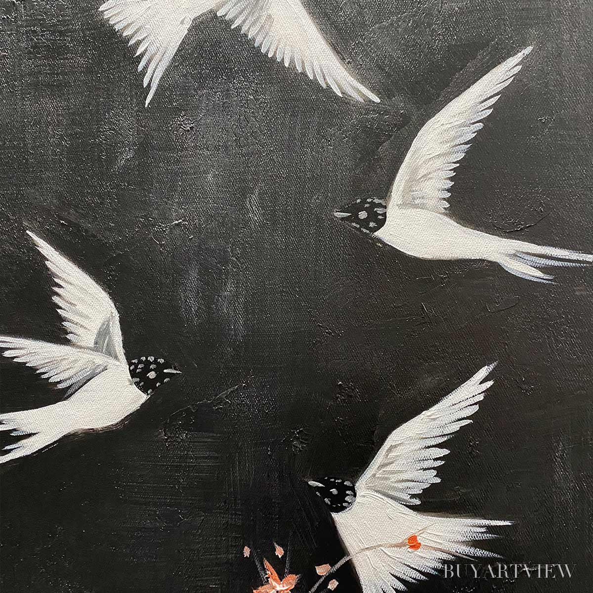 ARTOVITAS Dancing in the Dark – Beaded Birds and Blossoms Artwork - image 5