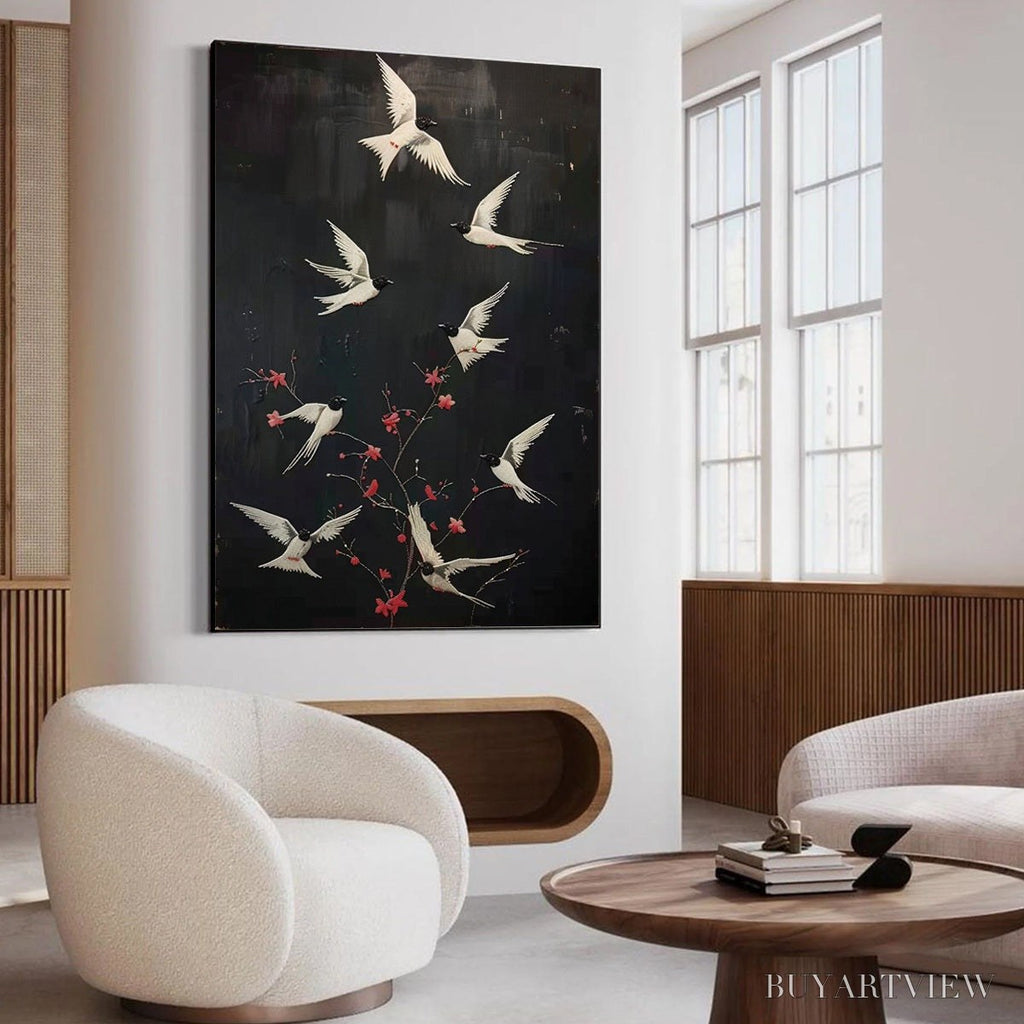 ARTOVITAS Dancing in the Dark – Beaded Birds and Blossoms Artwork - image 6