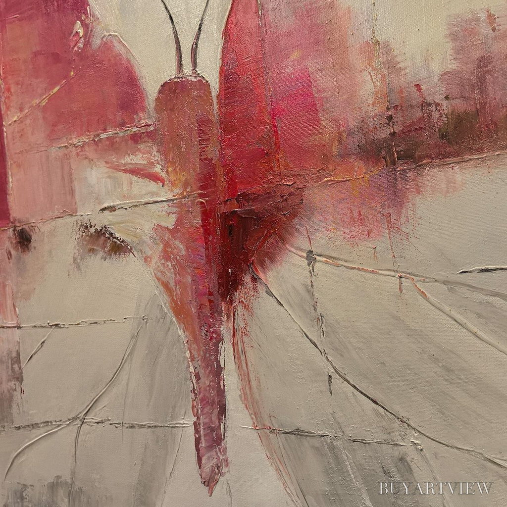 ARTOVITAS Golden Butterfly – Butterfly Painting, Gold and Pink , Square Canvas Art, Bedroom Decor - image 6