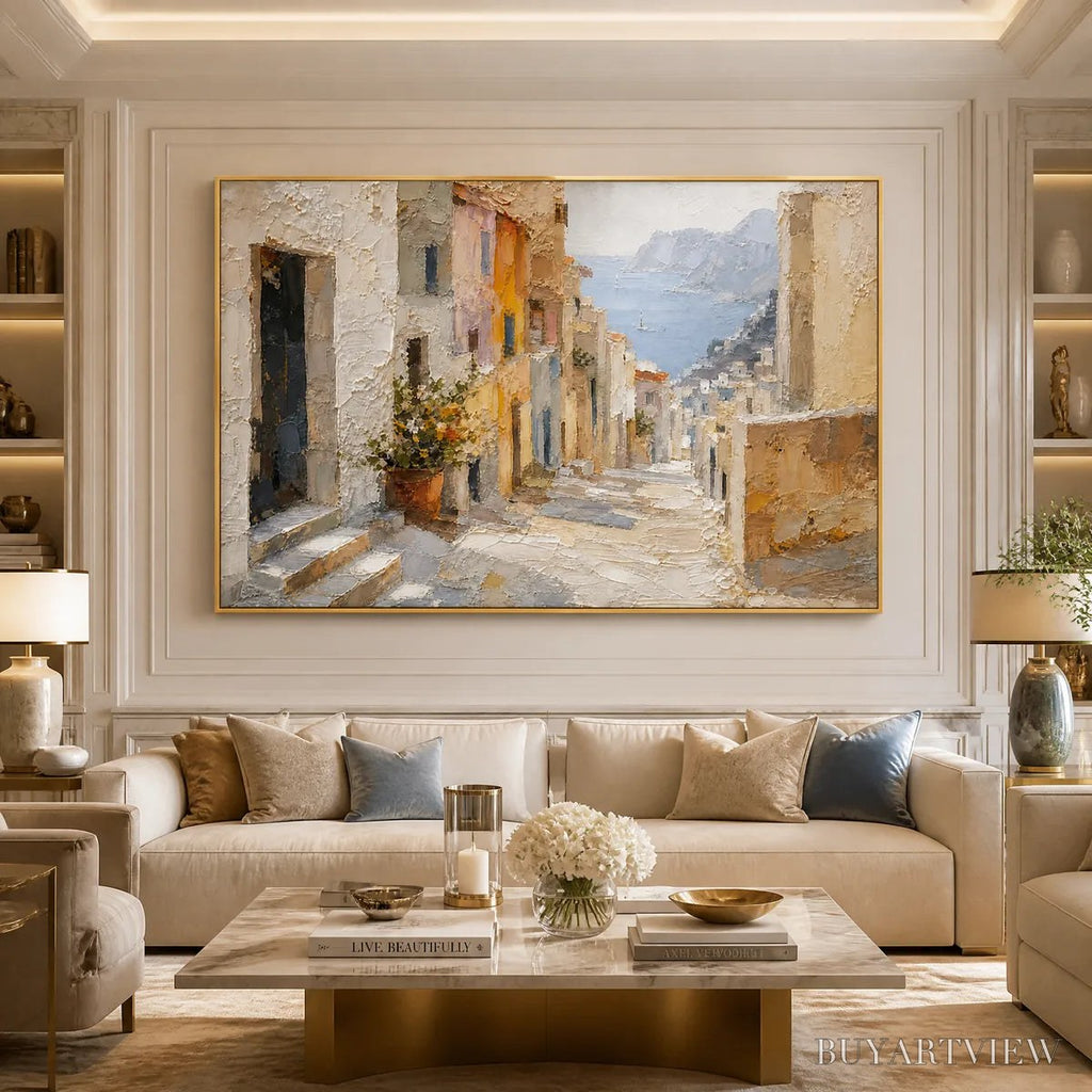 ARTOVITAS Afternoon Alley – Sunlit Mediterranean Street Painting - image 2