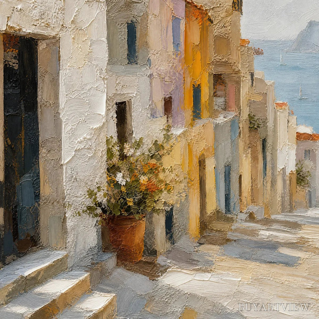 ARTOVITAS Afternoon Alley – Sunlit Mediterranean Street Painting - image 3