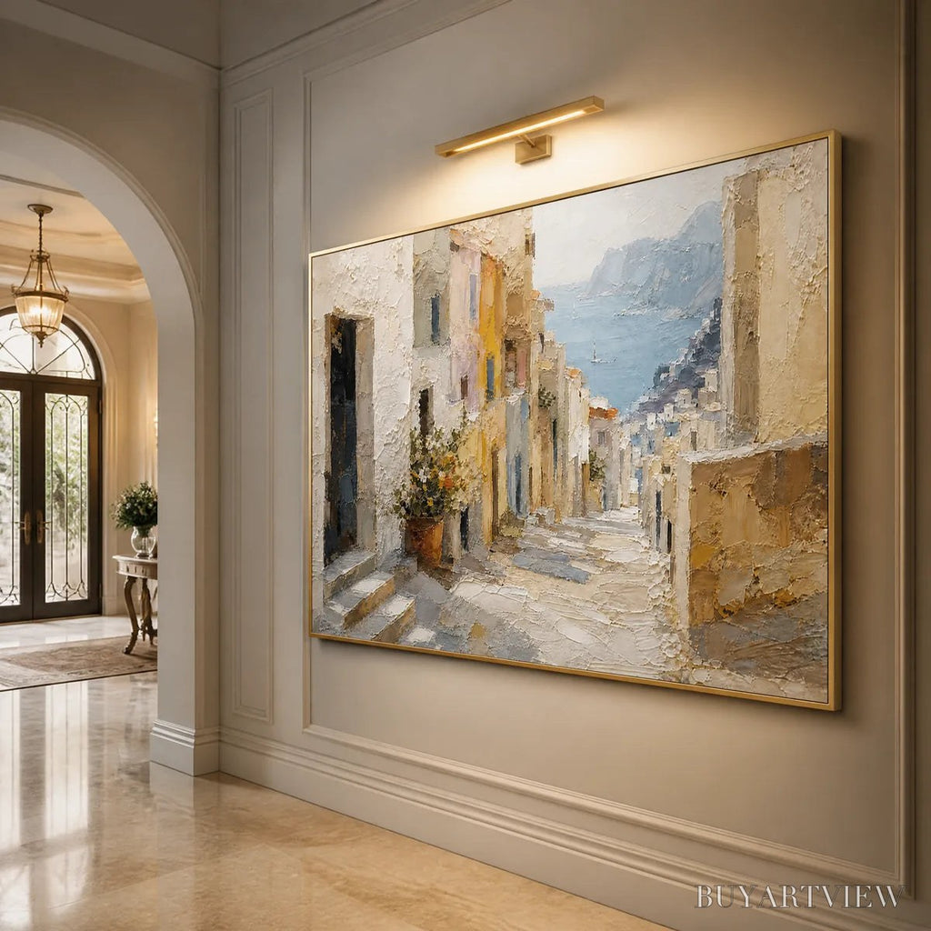 ARTOVITAS Afternoon Alley – Sunlit Mediterranean Street Painting - image 4