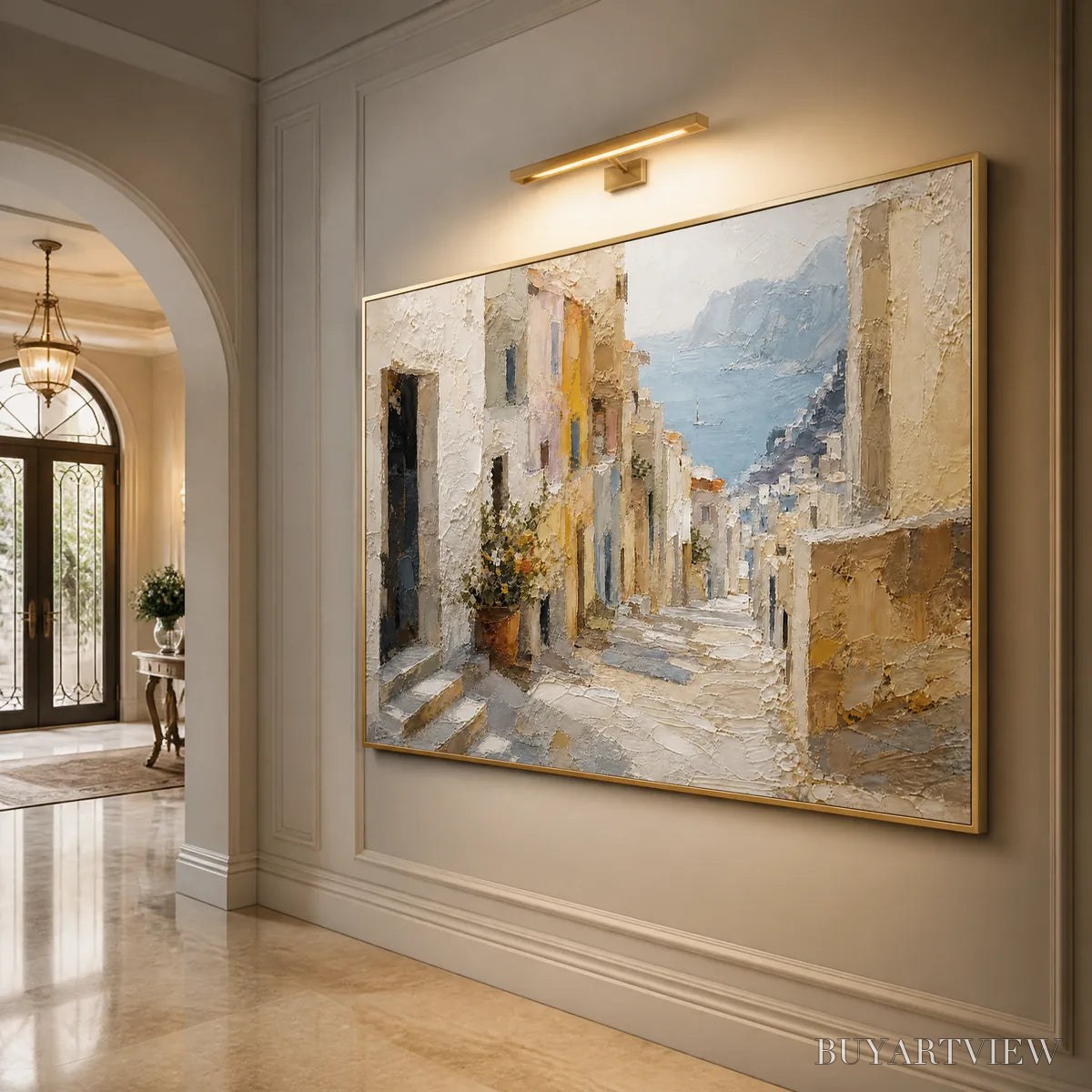 ARTOVITAS Afternoon Alley – Sunlit Mediterranean Street Painting - image 4