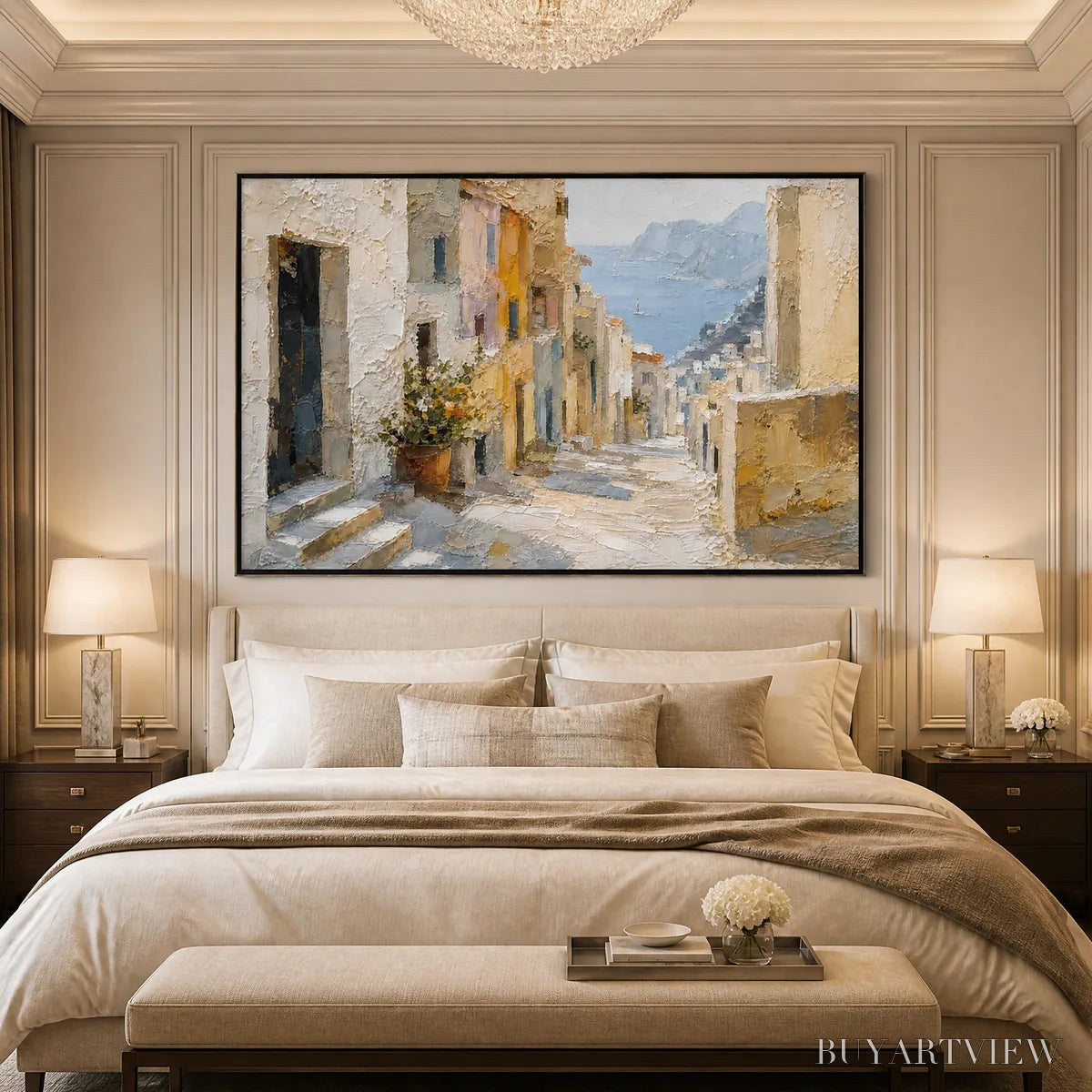 ARTOVITAS Afternoon Alley – Sunlit Mediterranean Street Painting - image 5