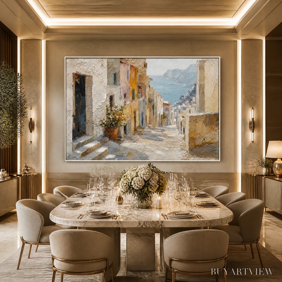 ARTOVITAS Afternoon Alley – Sunlit Mediterranean Street Painting - image 6