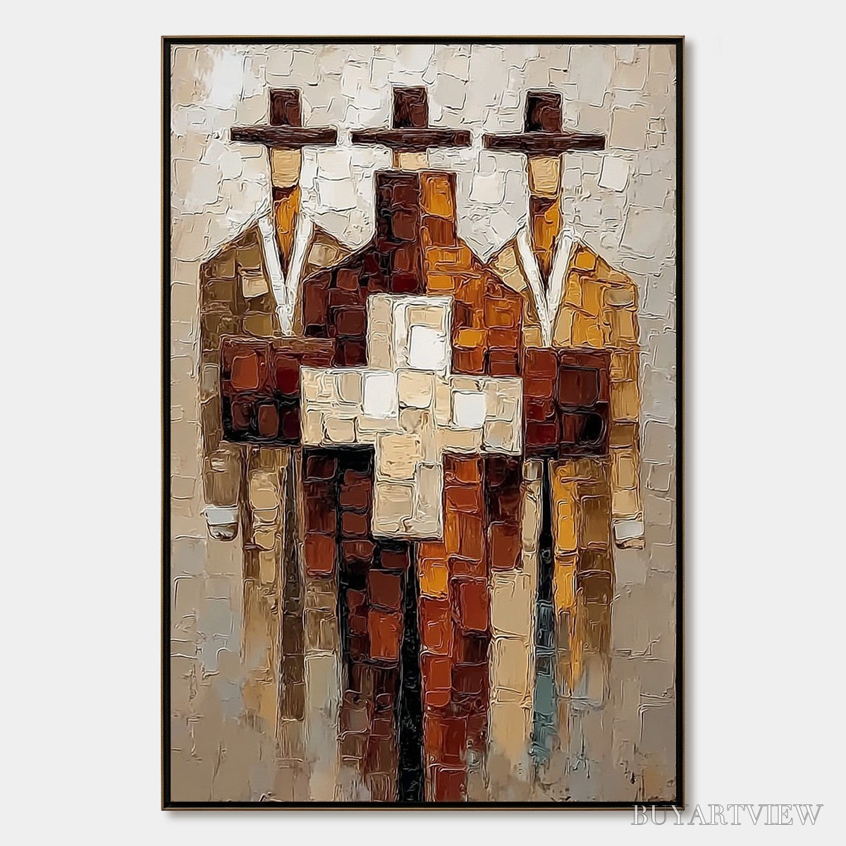 ARTOVITAS the Triad – Textured Impasto Painting of Abstract Figures - image 1