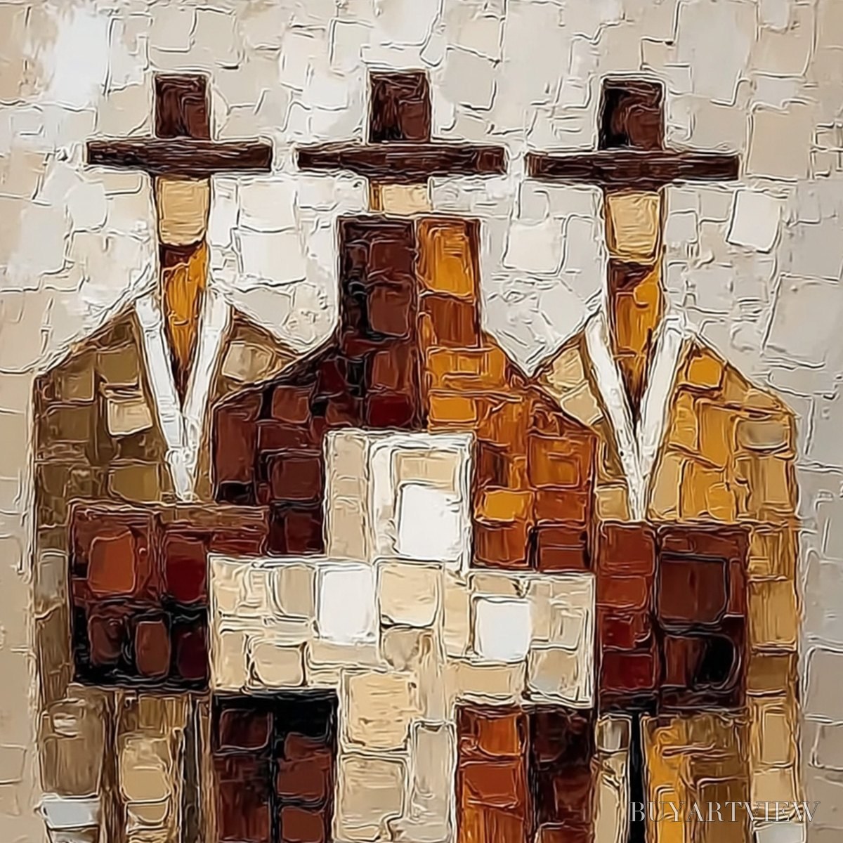 ARTOVITAS the Triad – Textured Impasto Painting of Abstract Figures - image 3