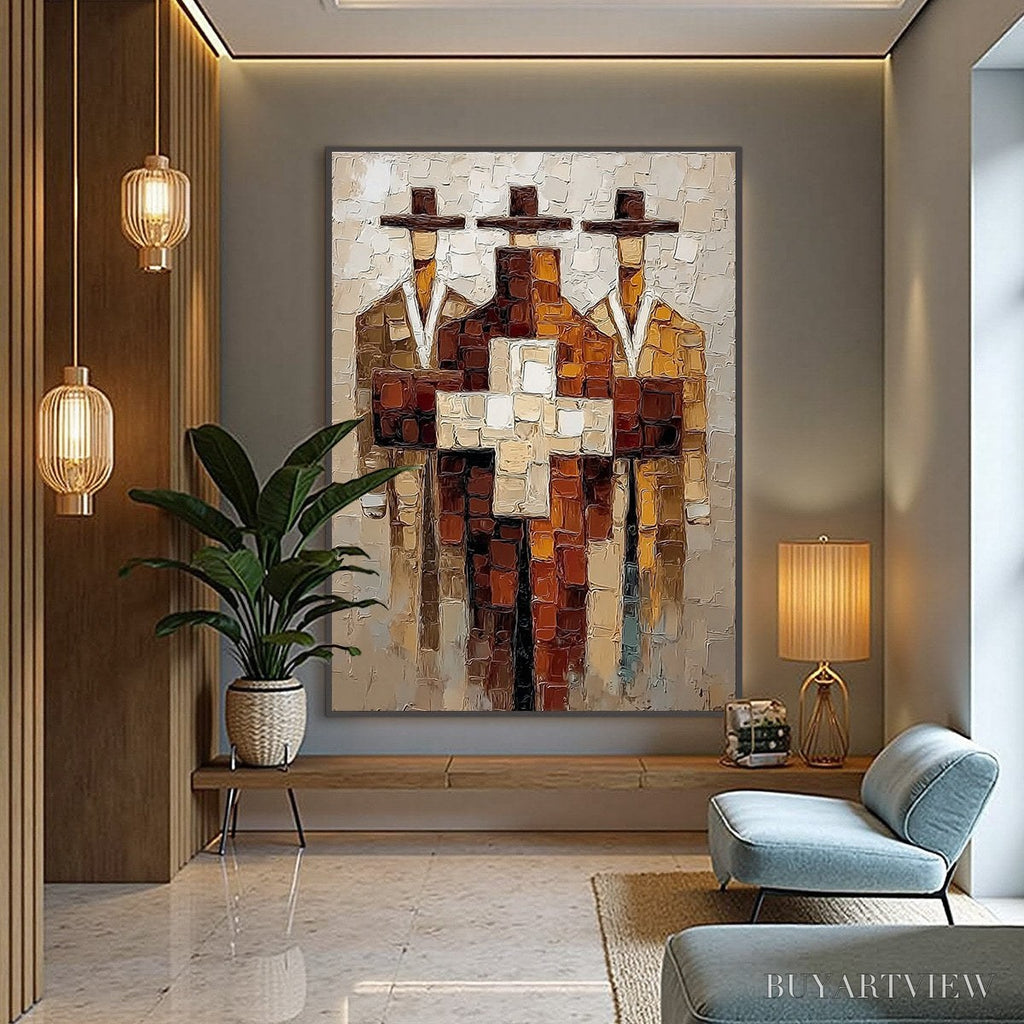 ARTOVITAS the Triad – Textured Impasto Painting of Abstract Figures - image 4