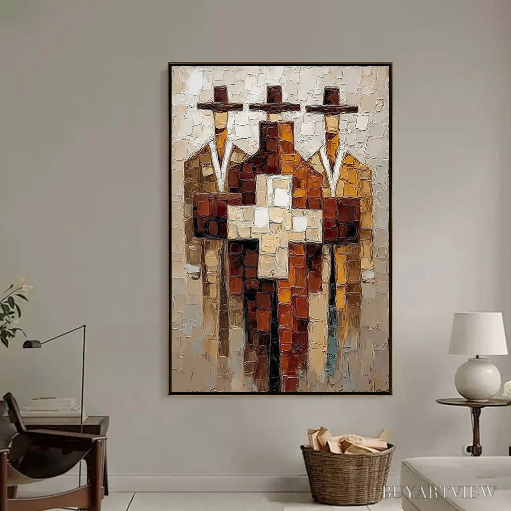 ARTOVITAS the Triad – Textured Impasto Painting of Abstract Figures - image 6