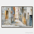 ARTOVITAS Golden Passage – Textured Impasto Painting of a Sunlit European Alleyway - image 1
