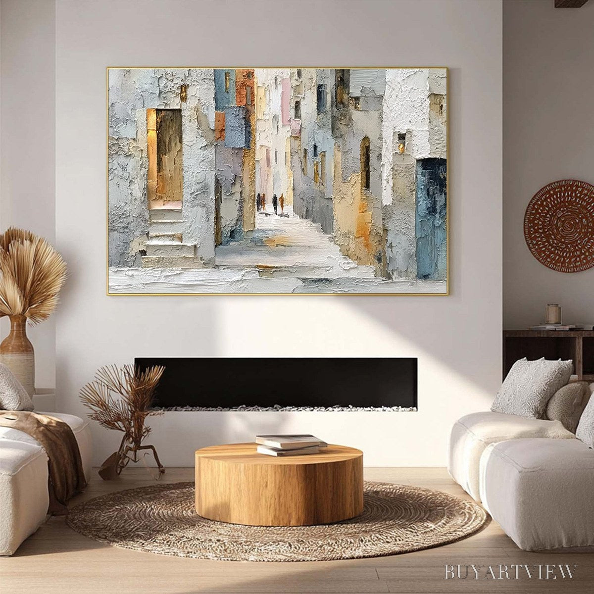 ARTOVITAS Golden Passage – Textured Impasto Painting of a Sunlit European Alleyway - image 4