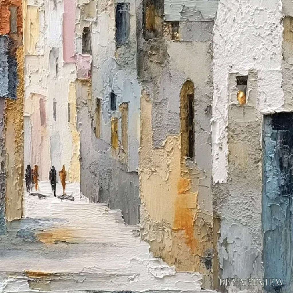 ARTOVITAS Golden Passage – Textured Impasto Painting of a Sunlit European Alleyway - image 5