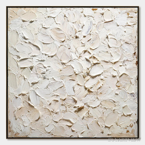 ARTOVITAS Alabaster Petals – Textured Wabi Sabi Abstract Impasto Painting - image 1