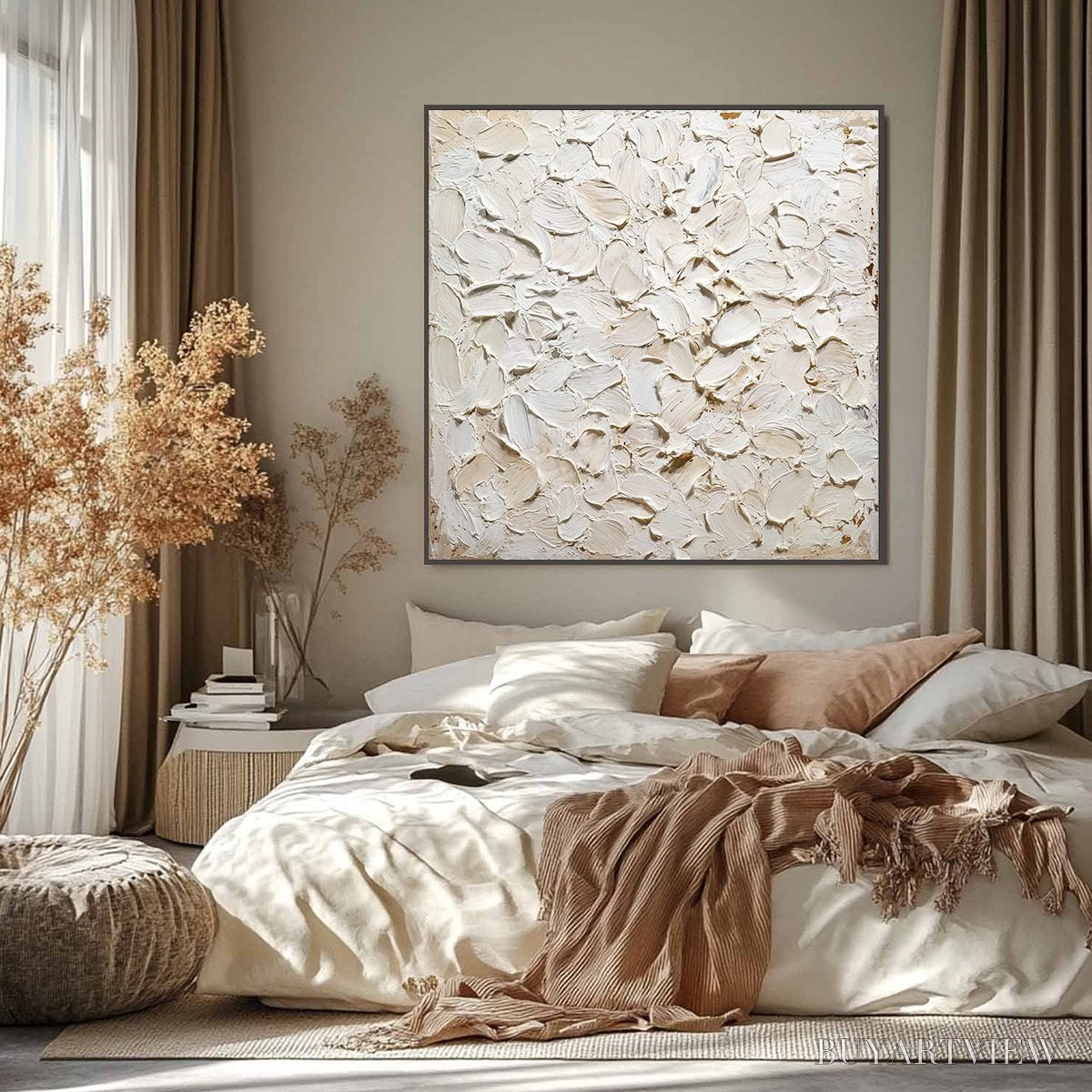 ARTOVITAS Alabaster Petals – Textured Wabi Sabi Abstract Impasto Painting - image 2