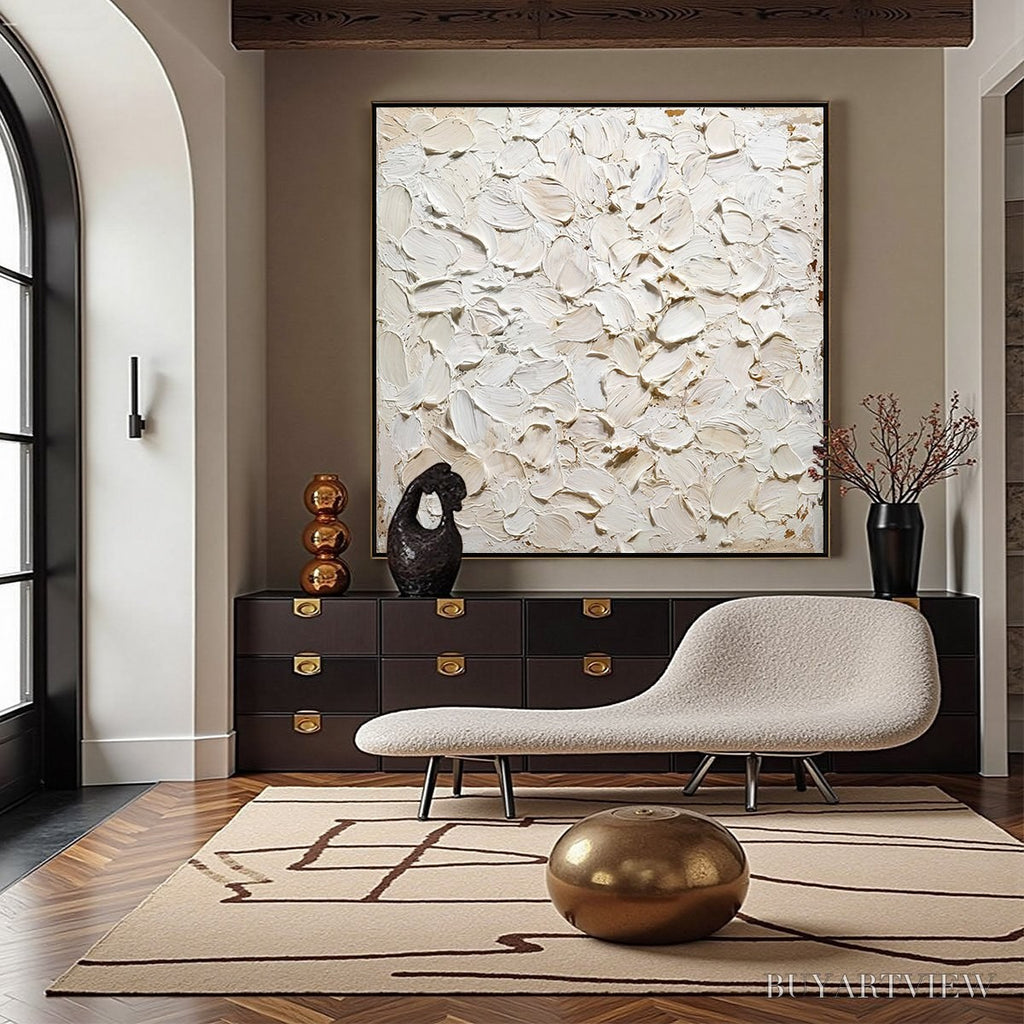ARTOVITAS Alabaster Petals – Textured Wabi Sabi Abstract Impasto Painting - image 4