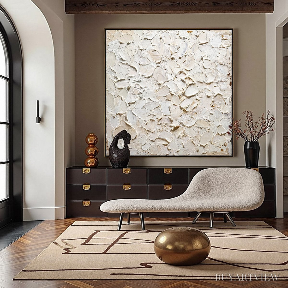 ARTOVITAS Alabaster Petals – Textured Wabi Sabi Abstract Impasto Painting - image 4