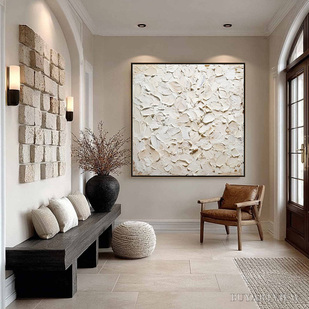 ARTOVITAS Alabaster Petals – Textured Wabi Sabi Abstract Impasto Painting - image 6