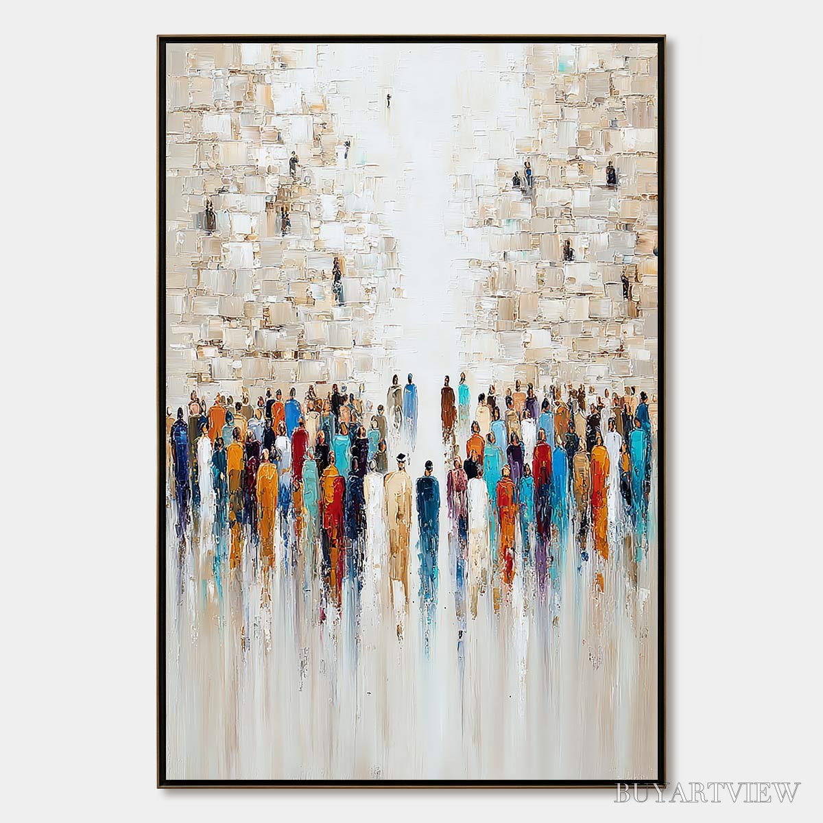 ARTOVITAS Echoes of Faith – Textured Abstract Painting of a Spiritual Gathering - image 1