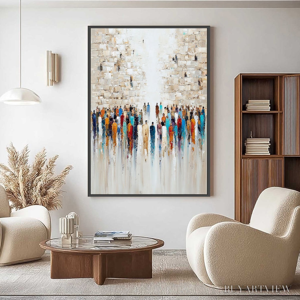 ARTOVITAS Echoes of Faith – Textured Abstract Painting of a Spiritual Gathering - image 2
