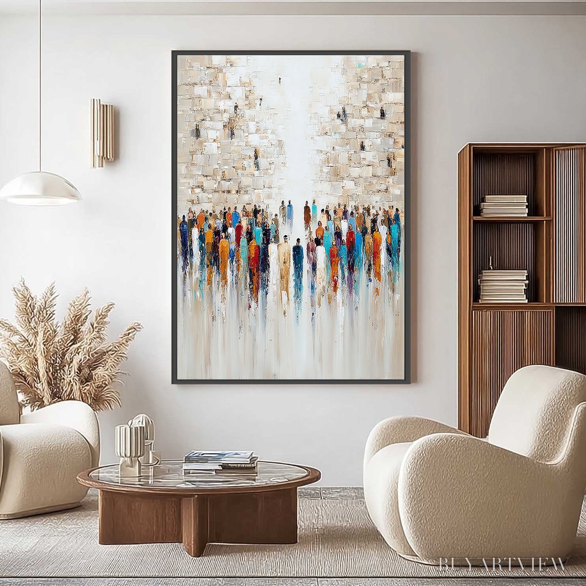 ARTOVITAS Echoes of Faith – Textured Abstract Painting of a Spiritual Gathering - image 2