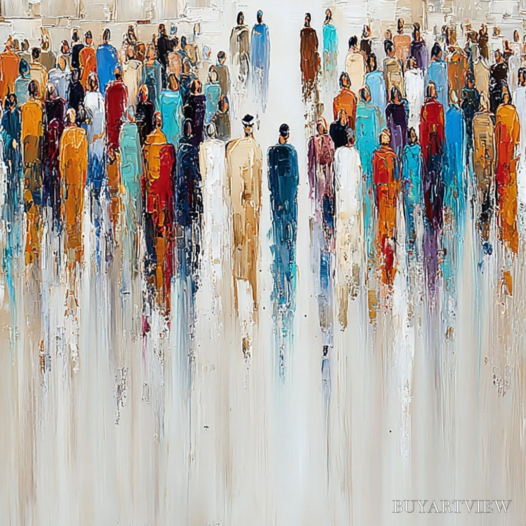 ARTOVITAS Echoes of Faith – Textured Abstract Painting of a Spiritual Gathering - image 3