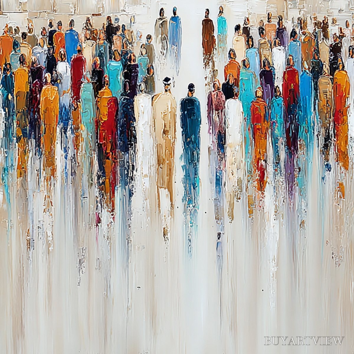 ARTOVITAS Echoes of Faith – Textured Abstract Painting of a Spiritual Gathering - image 3