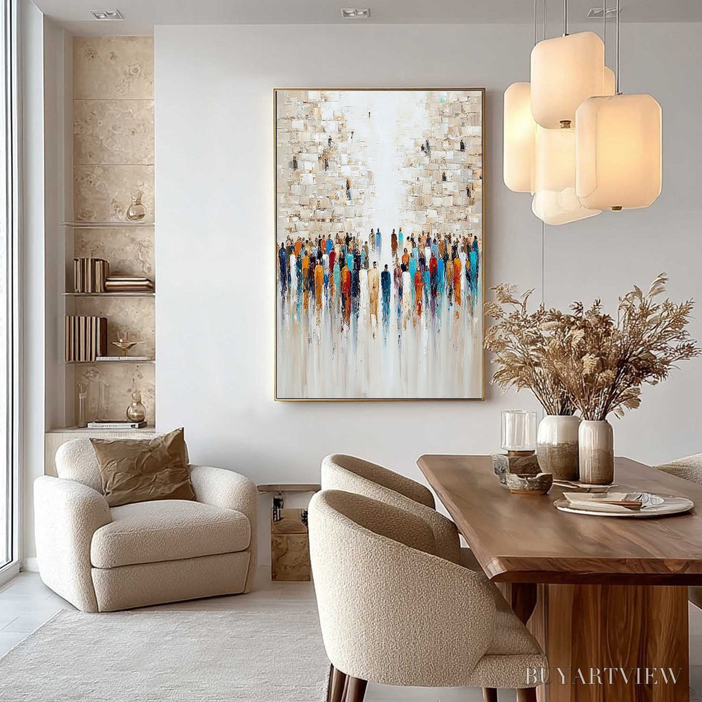 ARTOVITAS Echoes of Faith – Textured Abstract Painting of a Spiritual Gathering - image 4