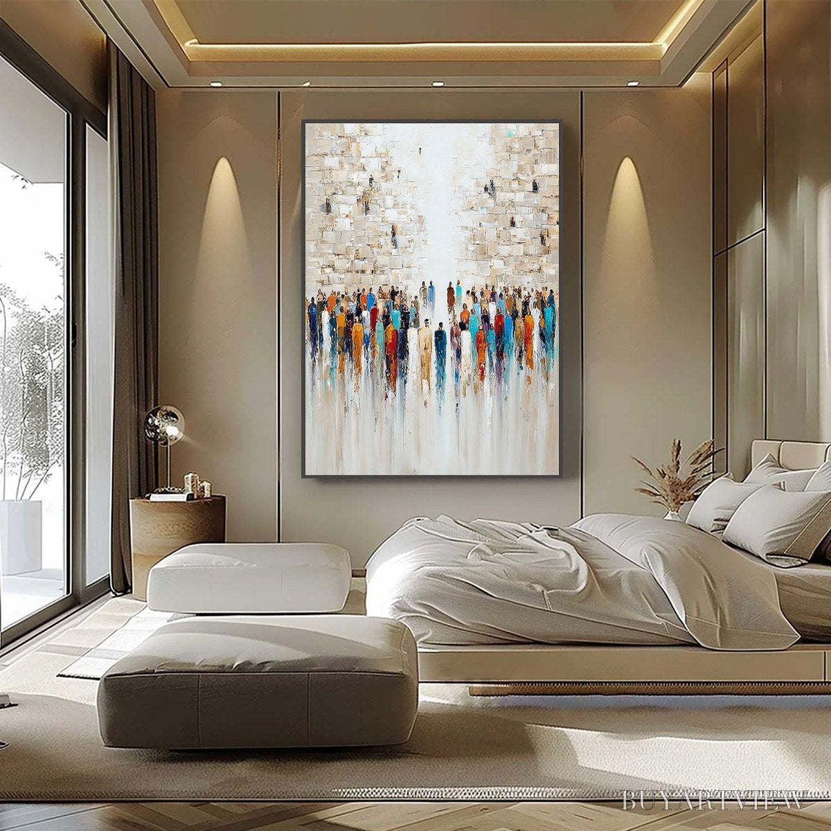 ARTOVITAS Echoes of Faith – Textured Abstract Painting of a Spiritual Gathering - image 6
