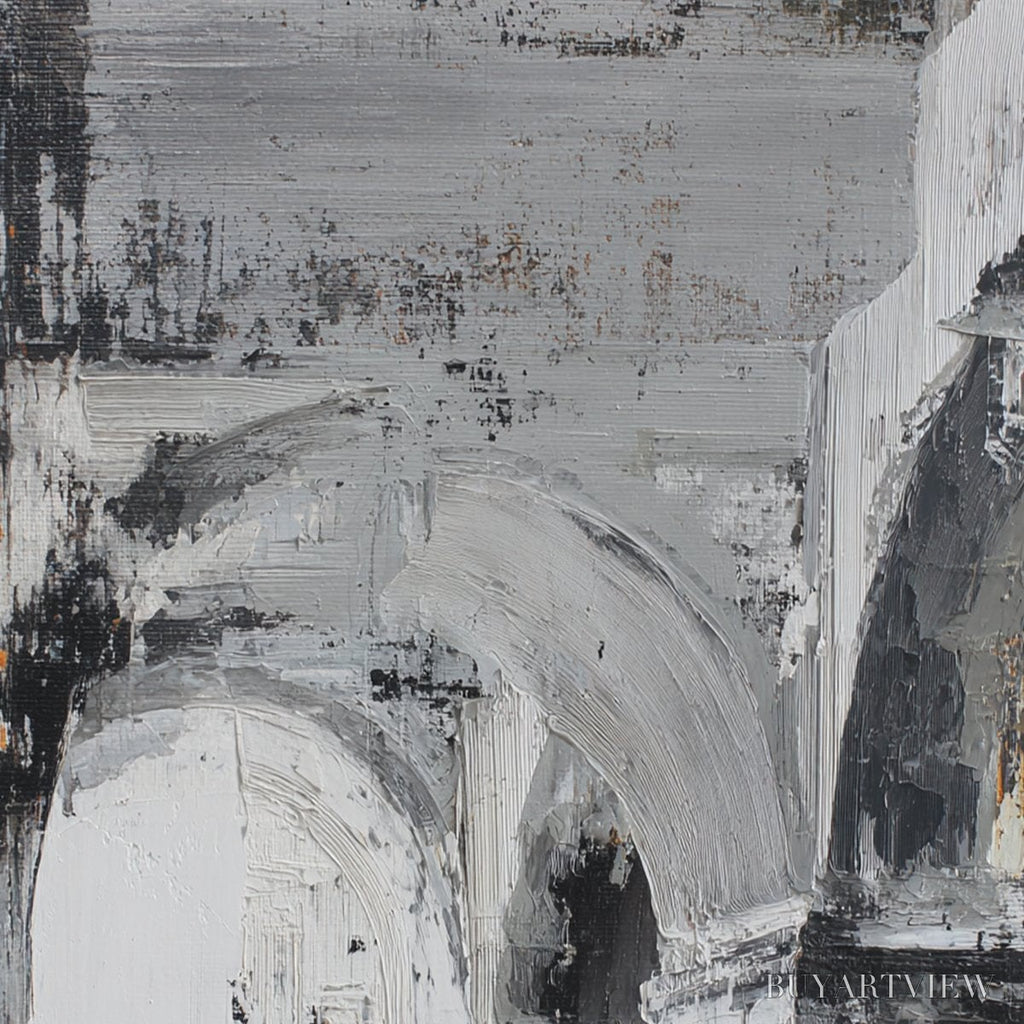 ARTOVITAS Echoes of the Arcade – Monochrome Abstract Architectural Painting - image 5