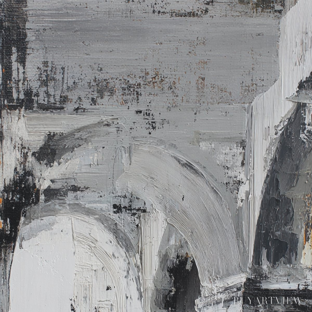 ARTOVITAS Echoes of the Arcade – Monochrome Abstract Architectural Painting - image 5