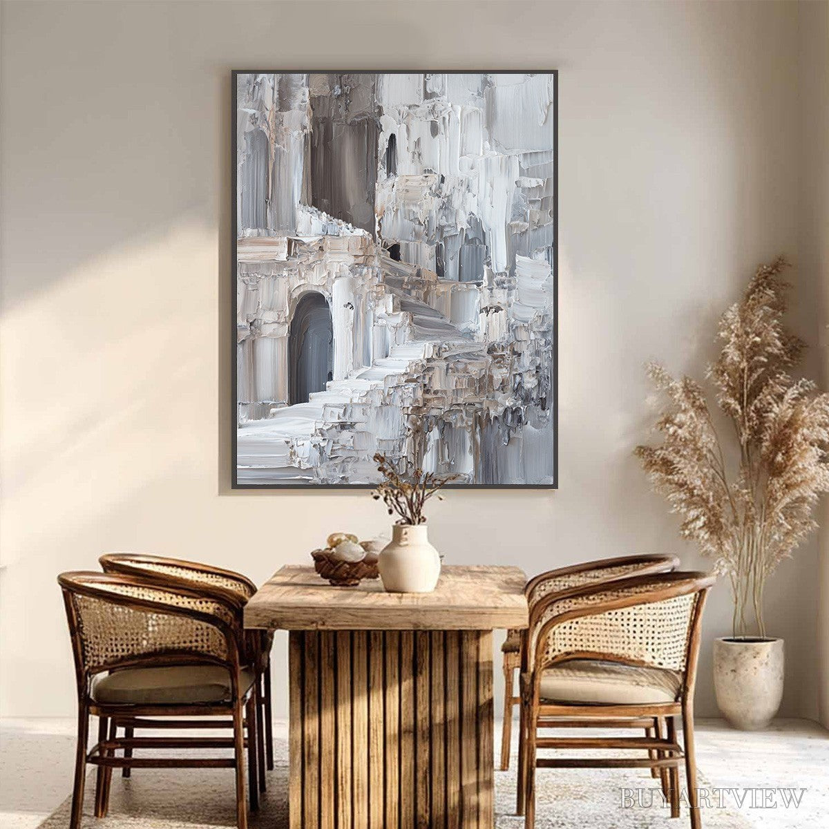 ARTOVITAS Echoes of Stone – Textured Impasto Architectural Painting - image 4