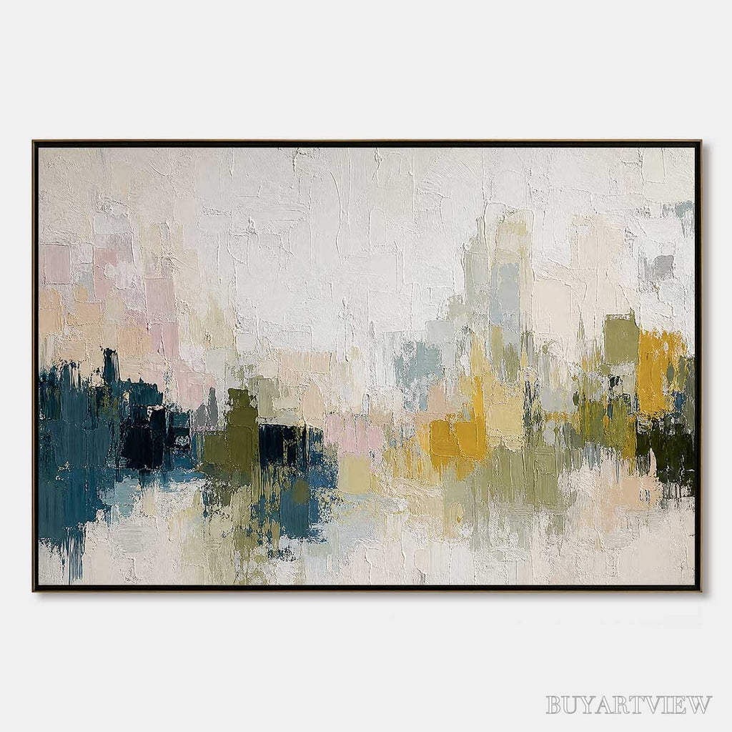 ARTOVITAS Dawn'S Embrace – Textured Impasto Abstract Cityscape Painting - image 1