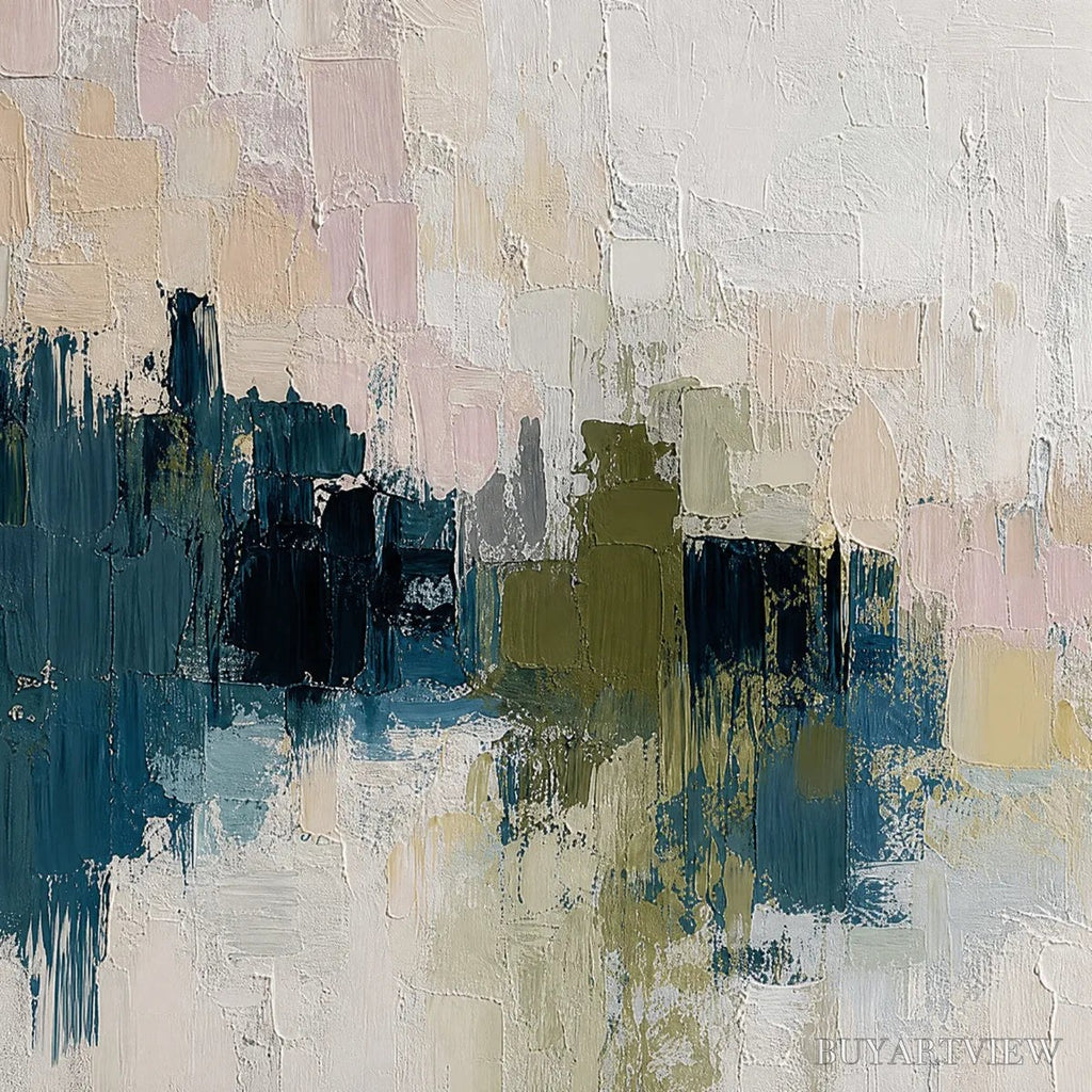 ARTOVITAS Dawn'S Embrace – Textured Impasto Abstract Cityscape Painting - image 3