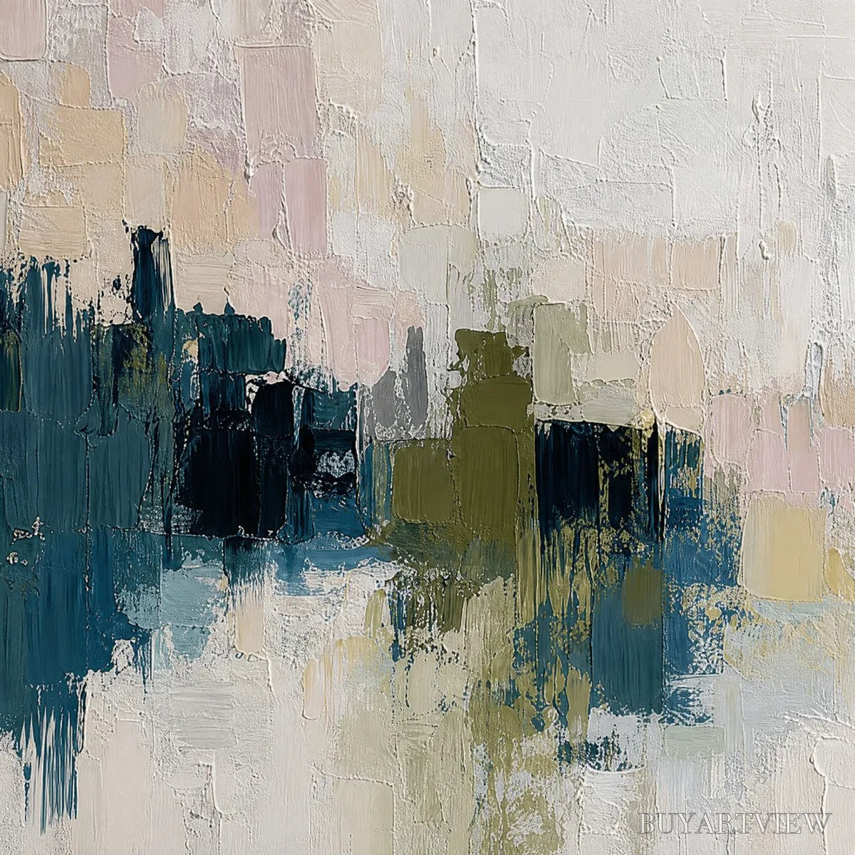 ARTOVITAS Dawn'S Embrace – Textured Impasto Abstract Cityscape Painting - image 3