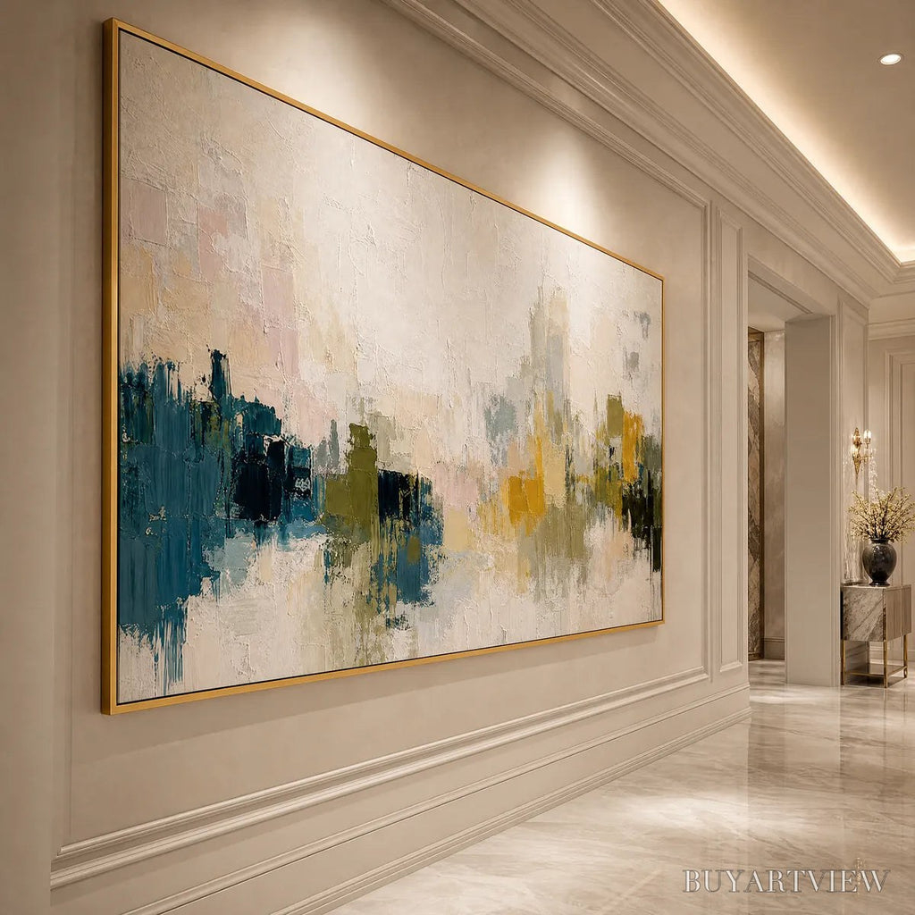 ARTOVITAS Dawn'S Embrace – Textured Impasto Abstract Cityscape Painting - image 4
