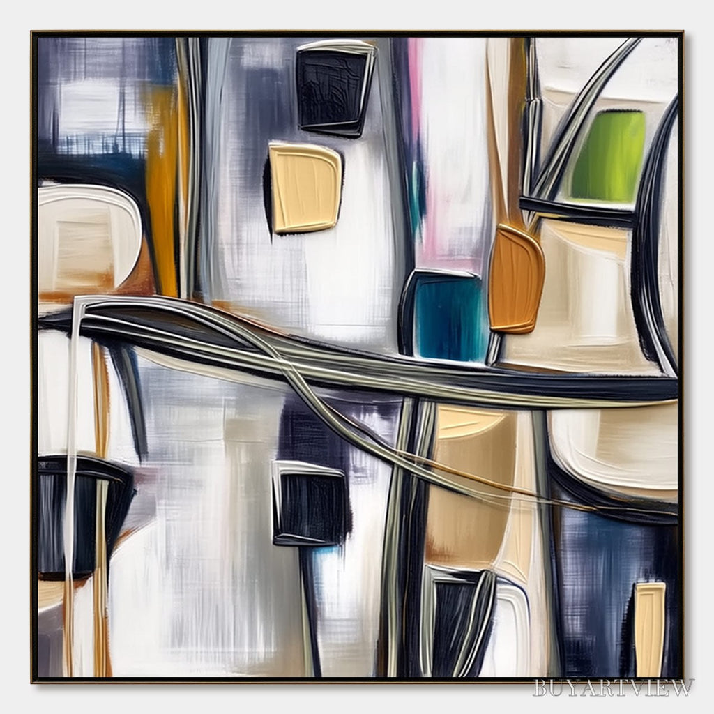 ARTOVITAS Junction – Modern Abstract Textured Square Painting - image 1