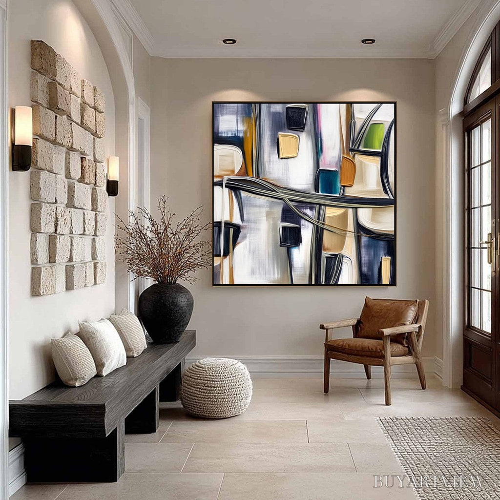 ARTOVITAS Junction – Modern Abstract Textured Square Painting - image 4