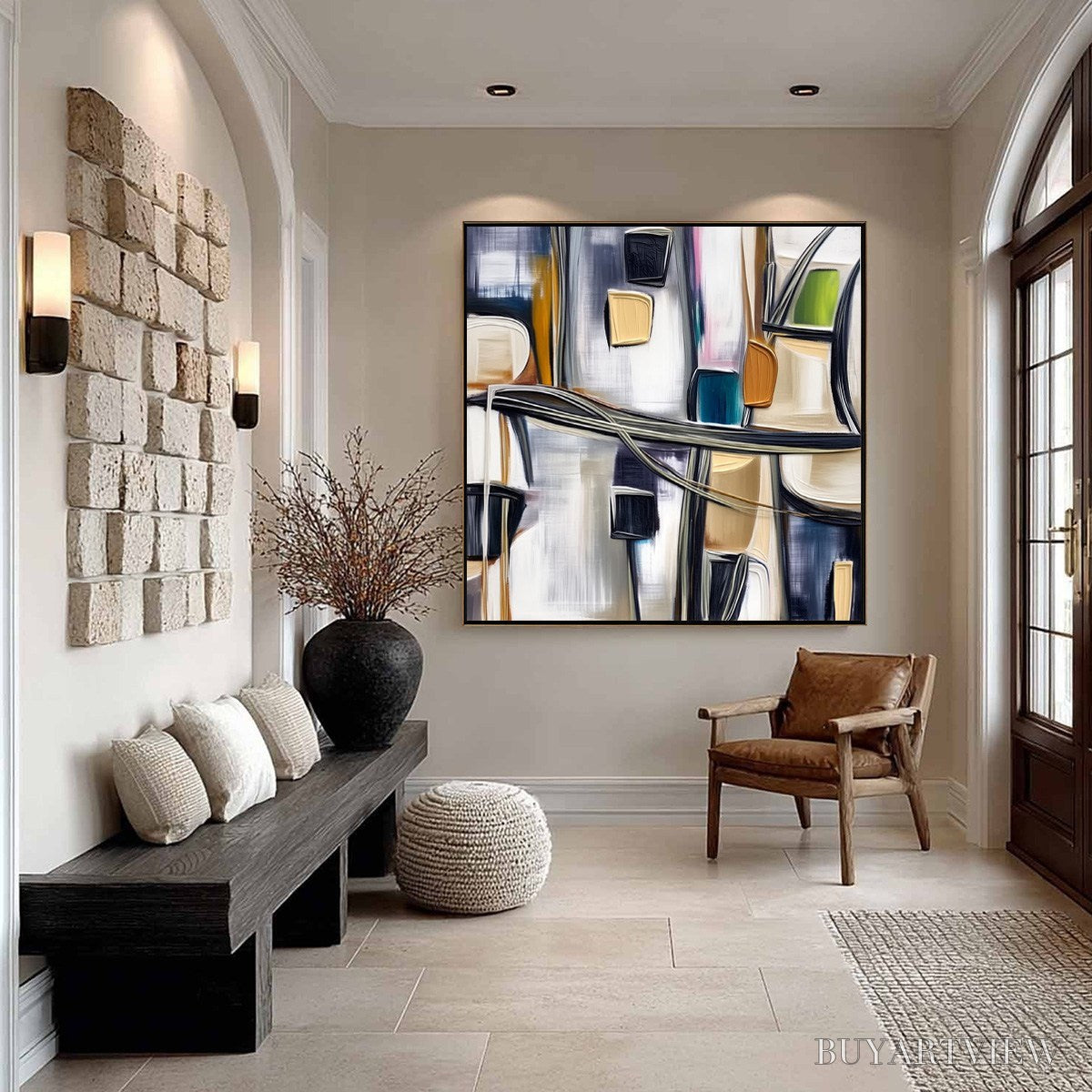 ARTOVITAS Junction – Modern Abstract Textured Square Painting - image 4