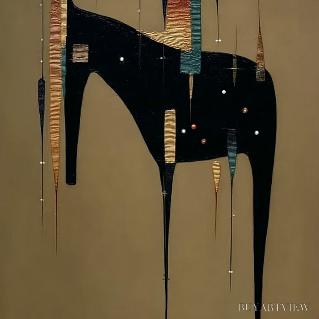 ARTOVITAS Urban Sentinel – Vertical Minimalist Abstract Painting with Textured Cityscape Elements - image 5
