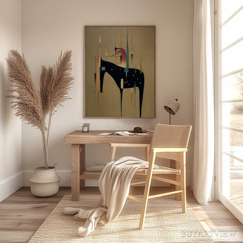 ARTOVITAS Urban Sentinel – Vertical Minimalist Abstract Painting with Textured Cityscape Elements - image 6