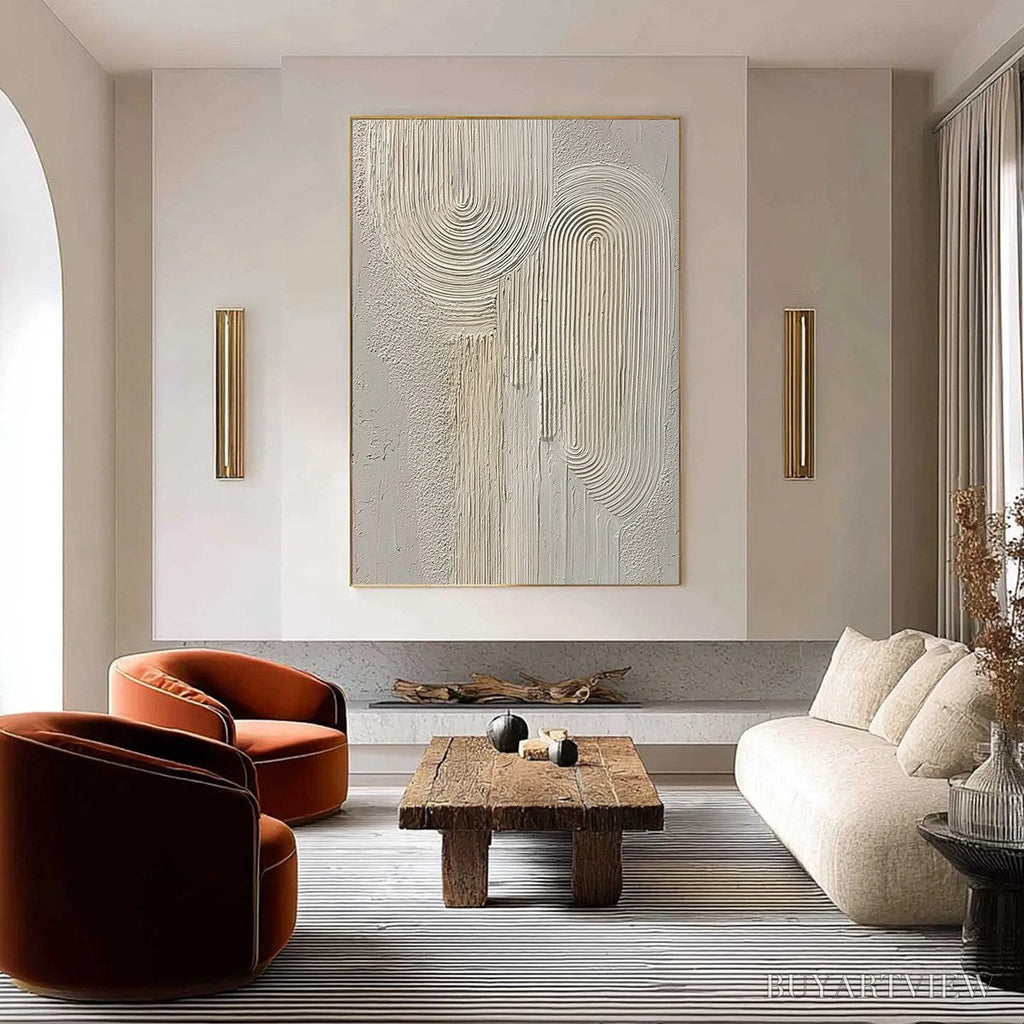 ARTOVITAS Urban Sanctuary – Textured Minimalist Arch Abstract Painting - image 2