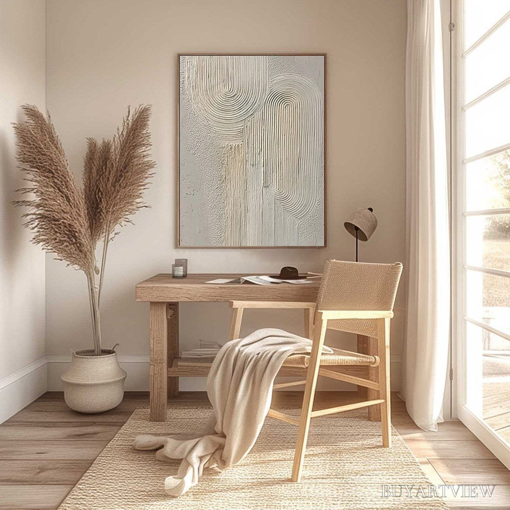 ARTOVITAS Urban Sanctuary – Textured Minimalist Arch Abstract Painting - image 4