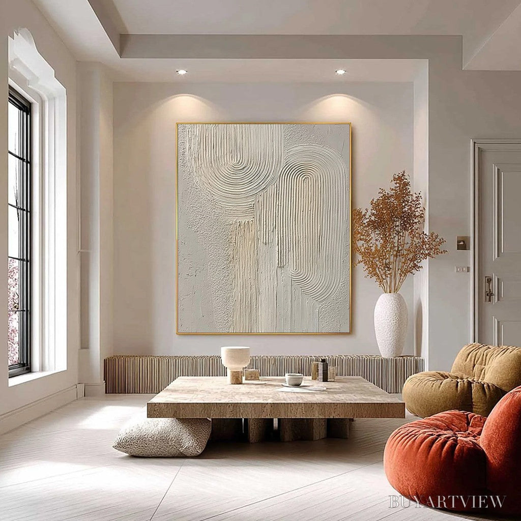ARTOVITAS Urban Sanctuary – Textured Minimalist Arch Abstract Painting - image 6