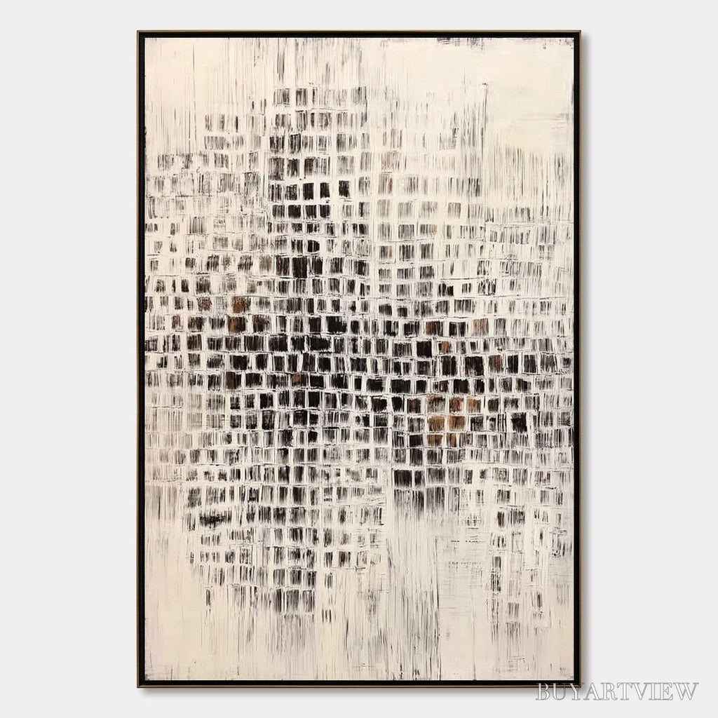 ARTOVITAS Urban Grid – Textured Minimalist Abstract Painting for Modern Decor - image 1