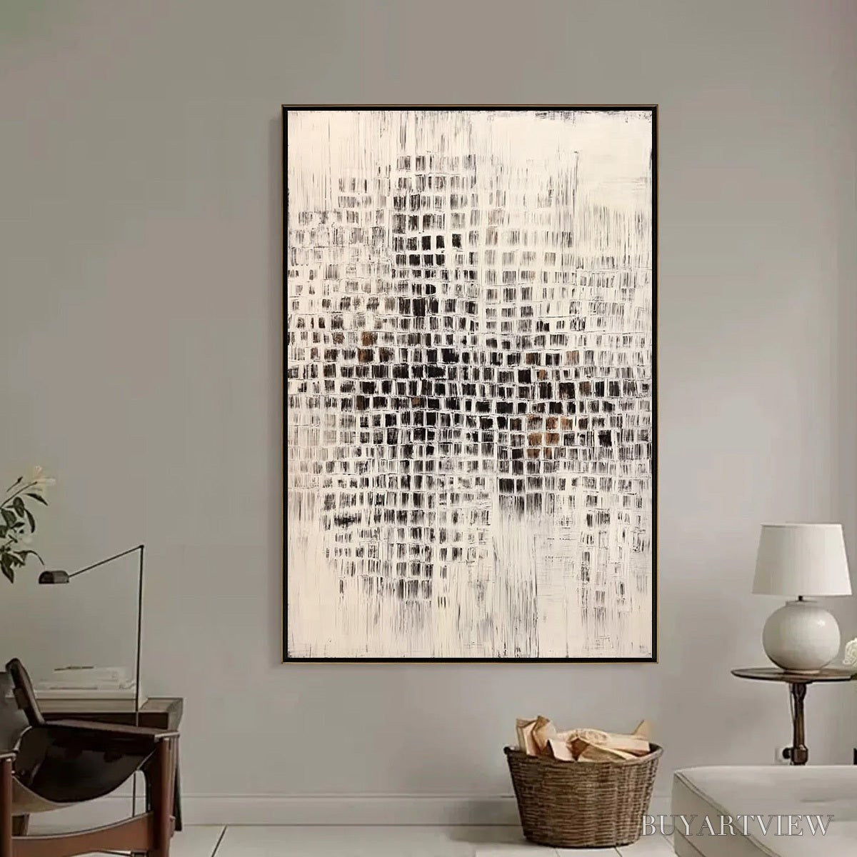 ARTOVITAS Urban Grid – Textured Minimalist Abstract Painting for Modern Decor - image 6